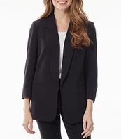 Jones New York Roll Cuff Notch Lapel 3/4 Sleeve Blazer
