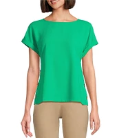 Jones New York Round Neck Short Sleeve Button Detail Blouse