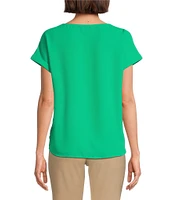 Jones New York Round Neck Short Sleeve Button Detail Blouse