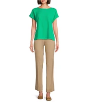 Jones New York Round Neck Short Sleeve Button Detail Blouse