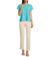 Jones New York Round Neck Short Sleeve Button Detail Blouse