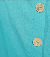 Jones New York Round Neck Short Sleeve Button Detail Blouse