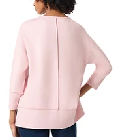 Jones New York Serenity Knit Neck Dolman 3/4 Sleeve Seam Detail Tunic