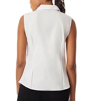 Jones New York Sleeveless Button Front Collared Blouse