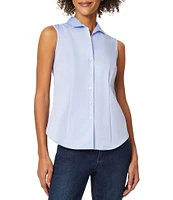 Jones New York Sleeveless Button Front Collared Blouse