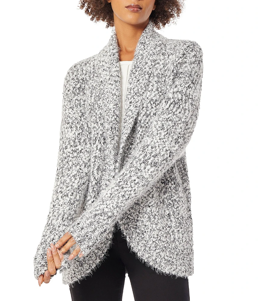 Jones New York Soft Yarn Shawl Collar Long Sleeve Rounded Cardigan