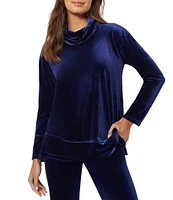 Jones New York Stretch Velour Cowl Neck Long Sleeve Tunic