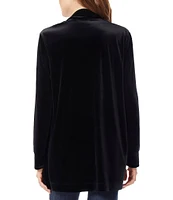 Jones New York Stretch Velour Long Sleeve Open Front Cardigan