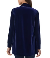 Jones New York Stretch Velour Long Sleeve Open Front Cardigan