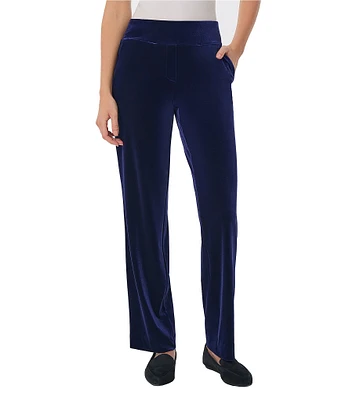 Jones New York Stretch Velour Straight Leg Slash Pocket Pant