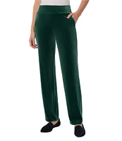 Jones New York Stretch Velour Straight Leg Slash Pocket Pant