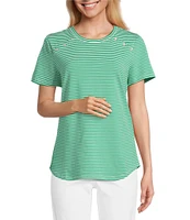 Jones New York Stripe Crew Neck Short Sleeve Tee