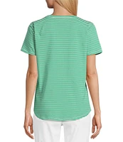 Jones New York Stripe Crew Neck Short Sleeve Tee