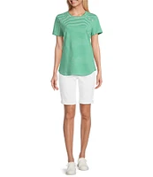 Jones New York Stripe Crew Neck Short Sleeve Tee