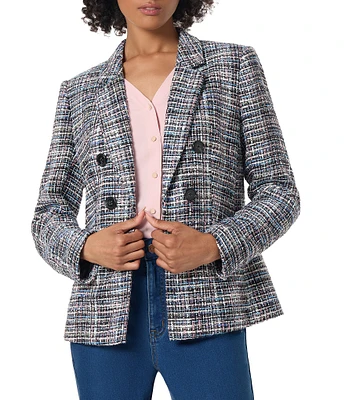 Jones New York Tweed Faux Double Breasted Blazer