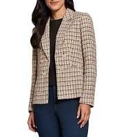 Jones New York Tweed Faux Double-Breasted Notch Lapel Open-Front Jacket