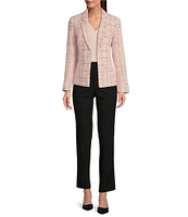 Jones New York Tweed Notch Lapel Long Sleeve Open Front Jacket