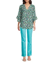Jones New York V-Neck Flare Sleeve Tunic