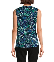 Jones New York V-Neck Short Sleeve Pleat Front Shell