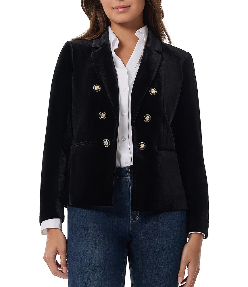 Jones New York Velvet Notch Lapel Faux Double Breasted Blazer