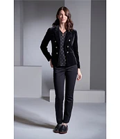 Jones New York Velvet Notch Lapel Faux Double Breasted Blazer