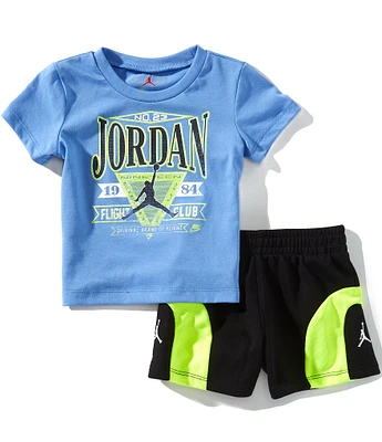 Jordan Baby Boys Short Sleeve Flight Club Era T-Shirt & Color Block Shorts Set