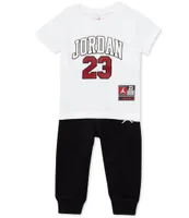 Jordan Baby Boys 12-24 Months Short Sleeve Lil Champ Allover Printed Tee & Solid Jogger Pants