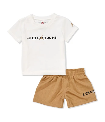 Jordan Baby Boys 12-24 Months Short-Sleeve Logo Knit T-Shirt & Coordinating Mesh Shorts Set