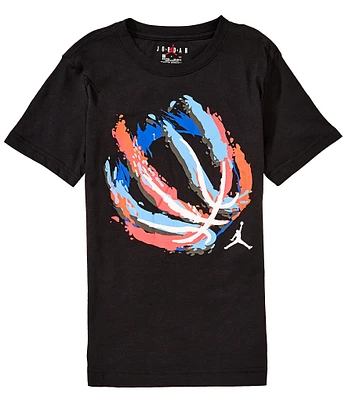 Jordan Big Boys 8-20 Short Sleeve Fire Basketball Graphic T-Shirt