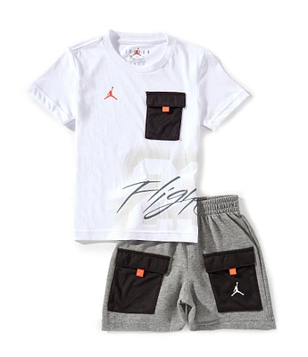 Jordan Little Boys 2T-7 Short Sleeve 23 Flight T-Shirt & Utility Shorts Set