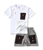 Jordan Little Boys 2T-7 Short Sleeve 23 Flight T-Shirt & Utility Shorts Set