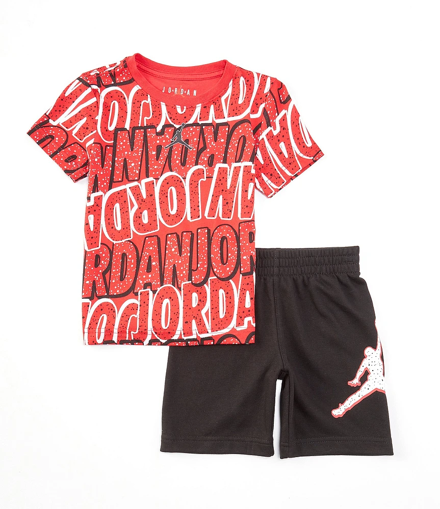 Jordan Little Boys 2T-7 Short Sleeve Jordan Play AOP Graphic T-Shirt & Short 2-Piece Set