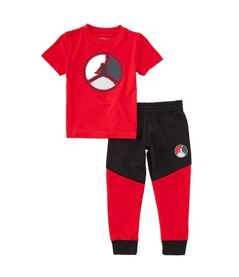 Jordan Little Boys 2T-7 Short Sleeve Jumpman Flight T-Shirt & Color Block Jogger Pant Set