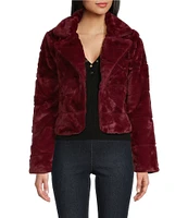 Jou Jou Faux Fur Notched Collar Crop Jacket