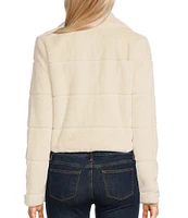 Jou Jou Faux Fur Notched Collar Crop Jacket