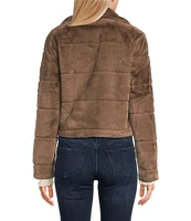 Jou Jou Faux Fur Notched Collar Crop Jacket