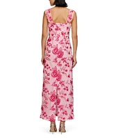 JS Collections Julieta Square Neck Floral Embroidered Mesh Sheath Gown