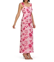 JS Collections Julieta Square Neck Floral Embroidered Mesh Sheath Gown