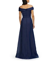 JS Collections Off The Shoulder Pleated Bodice Organza Aline Gown
