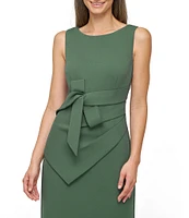 JS Collections Tianna Gown Round Neck Bow Front Stretch Crepe Column Gown
