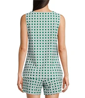 Jude Connally Coordinating Alexa Petite Rattan Print Split V-Neck Sleeveless Tank Top