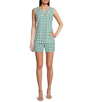 Jude Connally Coordinating Alexa Petite Rattan Print Split V-Neck Sleeveless Tank Top