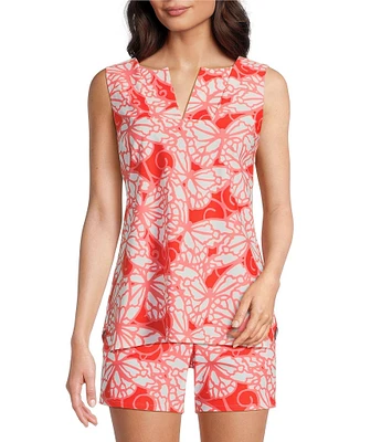 Jude Connally Alexa Petite Wings Print Split V-Neck Sleeveless Coordinating Tank Top