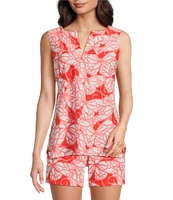 Jude Connally Alexa Petite Wings Print Split V-Neck Sleeveless Coordinating Tank Top