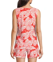 Jude Connally Alexa Petite Wings Print Split V-Neck Sleeveless Coordinating Tank Top