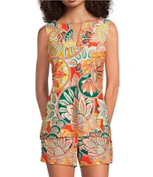 Jude Connally Alexa Gold Foiled Stained Glass Print Split V-Neck Sleeveless Tank Top