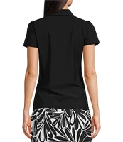 Jude Connally Angelica Brushed Jude Cloth Point Collar Button Neck Short Sleeve Top