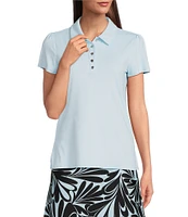 Jude Connally Angelica Brushed Jude Cloth Point Collar Button Neck Short Sleeve Top