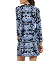 Jude Connally Cameron Jude Cloth Printed Crew Neck Long Sleeve Dress