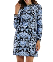 Jude Connally Cameron Jude Cloth Printed Crew Neck Long Sleeve Dress